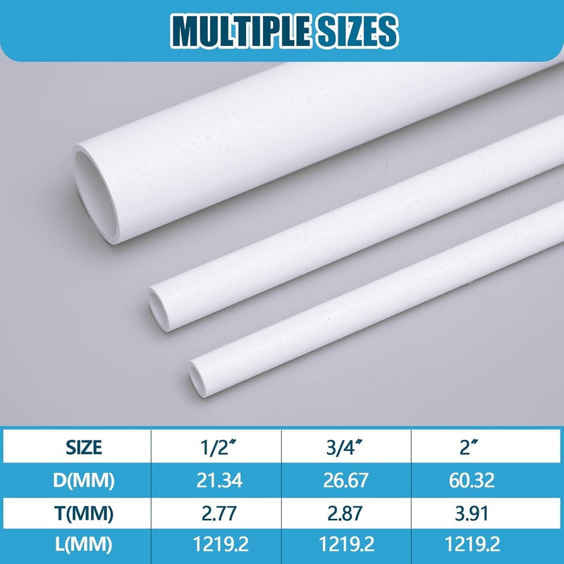 Joyfolk 2 Inch PVC Pipe 17" Long White Sch40 Industrial PVC Pipes, Greenhouse, Garden, Workshop, Farm, Furniture Grade for Home DIY - Image 3